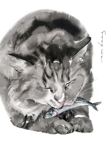 Kitty Meal par Soo Beng Lim, Dessin en vente sur Singulart