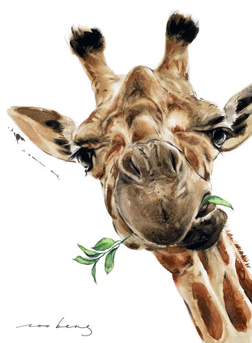 Giraffe Munch (SOLD) par Soo Beng Lim, Dessin en vente sur Singulart
