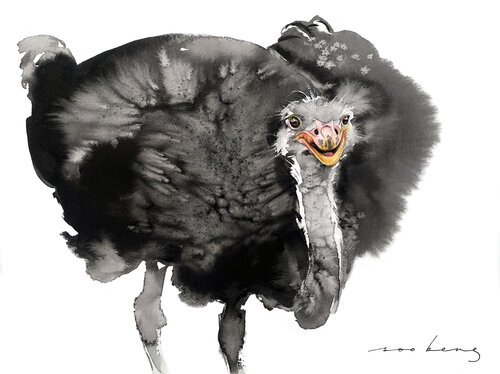 Ostrich Glee by Soo Beng Lim, Drawing for Sale on Singulart