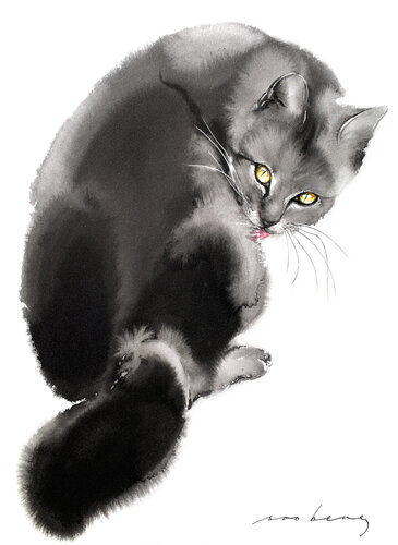 Grooming Purrfection van Soo Beng Lim, Tekening te koop op Singulart