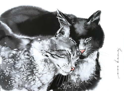 Pawfect Love by Soo Beng Lim, Drawing for Sale on Singulart