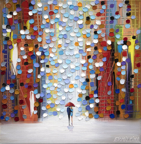 Rainy Street di Ekaterina Ermilkina, Pittura in vendita su Singulart