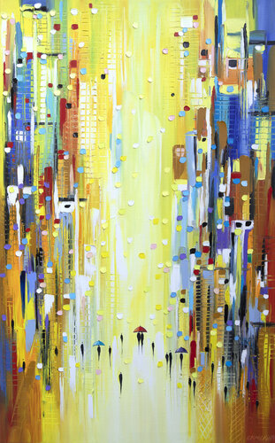 Three Colorful Umbrellas di Ekaterina Ermilkina, Pittura in vendita su Singulart