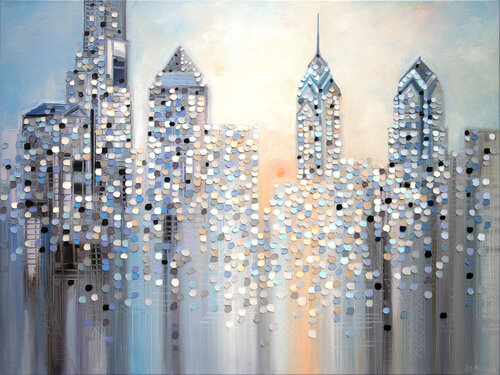 Sunrise In Philadelphia di Ekaterina Ermilkina, Pittura in vendita su Singulart
