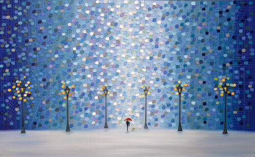 Whispers in the Rain Beneath the Glow von Ekaterina Ermilkina, Malerei kaufen auf Singulart