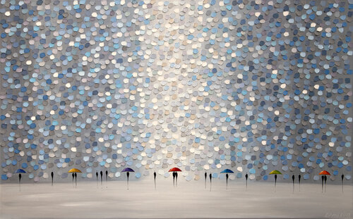 Silver Rain and The Colorful Umbrellas von Ekaterina Ermilkina, Malerei kaufen auf Singulart