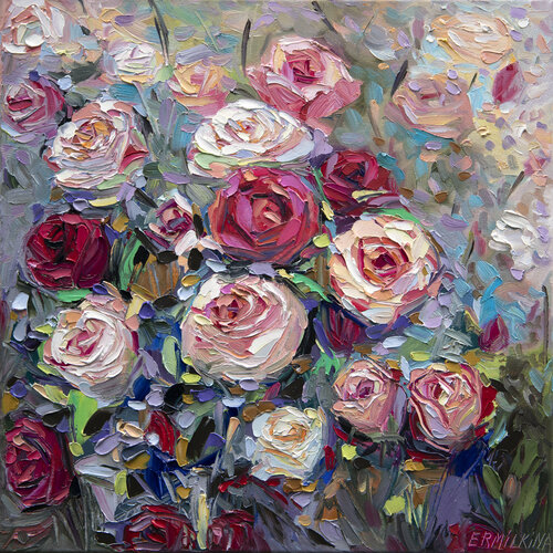 Roses Bloom van Ekaterina Ermilkina, Schilderij te koop op Singulart
