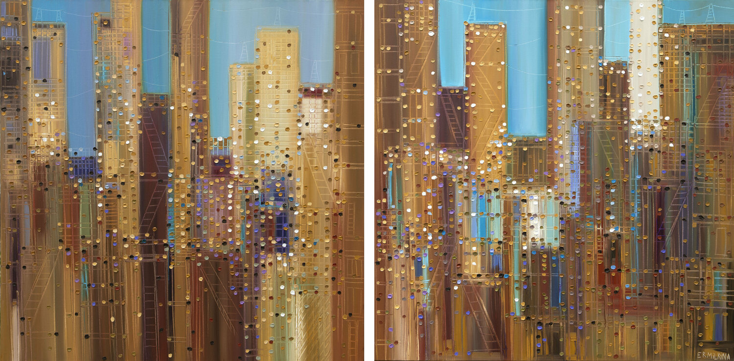 Urban Empire (diptych) Ekaterina Ermilkina Originalgemälde zu verkaufen