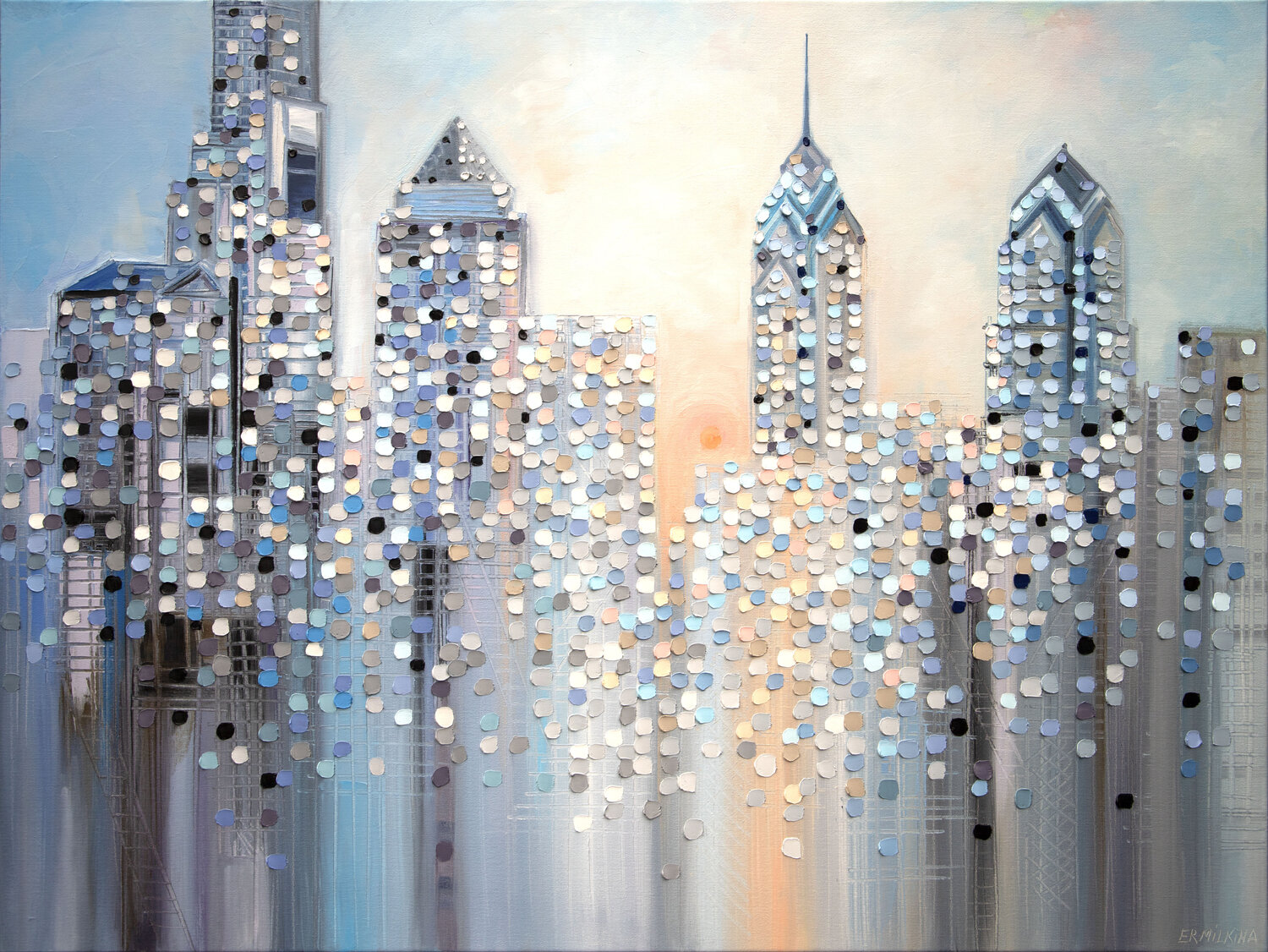 Sunrise In Philadelphia Ekaterina Ermilkina Originalgemälde zu verkaufen