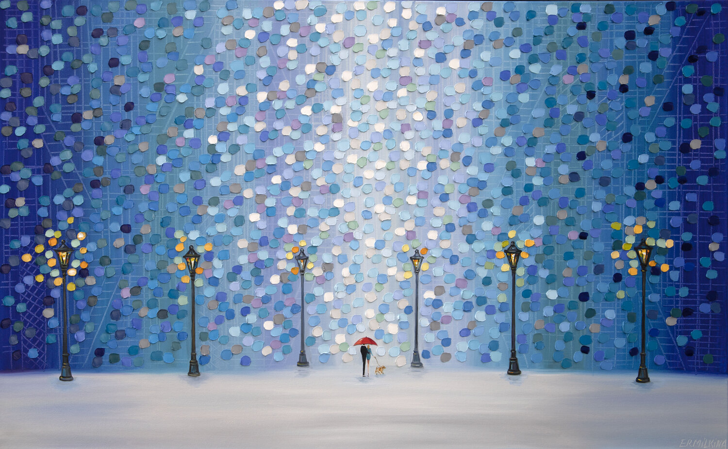 Whispers in the Rain Beneath the Glow Ekaterina Ermilkina Originalgemälde zu verkaufen