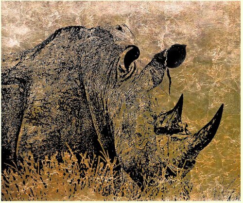Nashorn  4 100 120 von Rudi Art Peters, Malerei kaufen auf Singulart