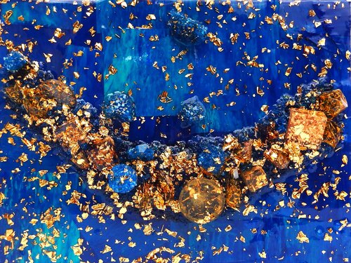 Gold River 24 Karat blue  mini 3-4-25-01 von Rudi Art Peters, Malerei kaufen auf Singulart