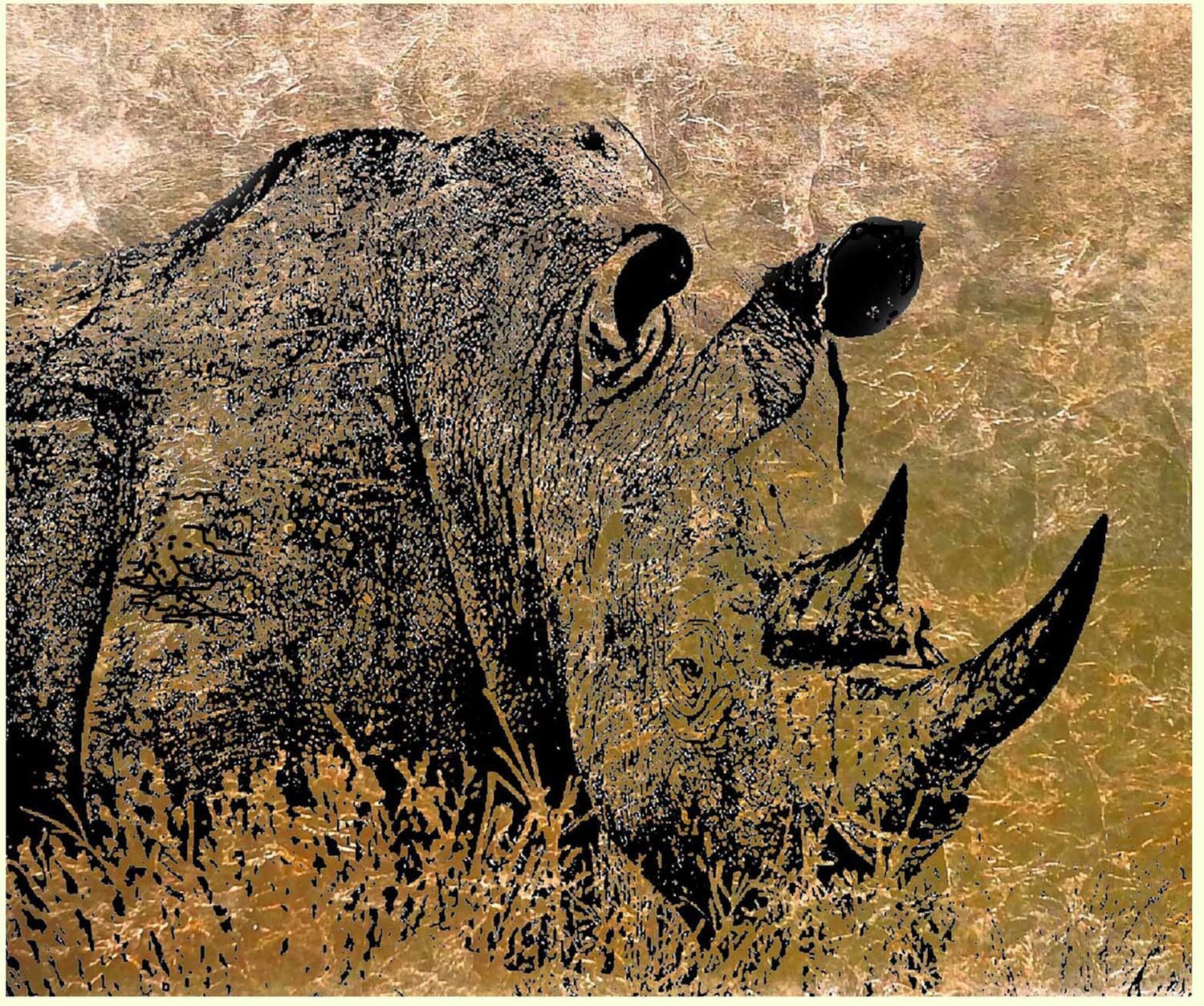 Nashorn  4 100 120 Rudi Art Peters Originalgemälde zu verkaufen