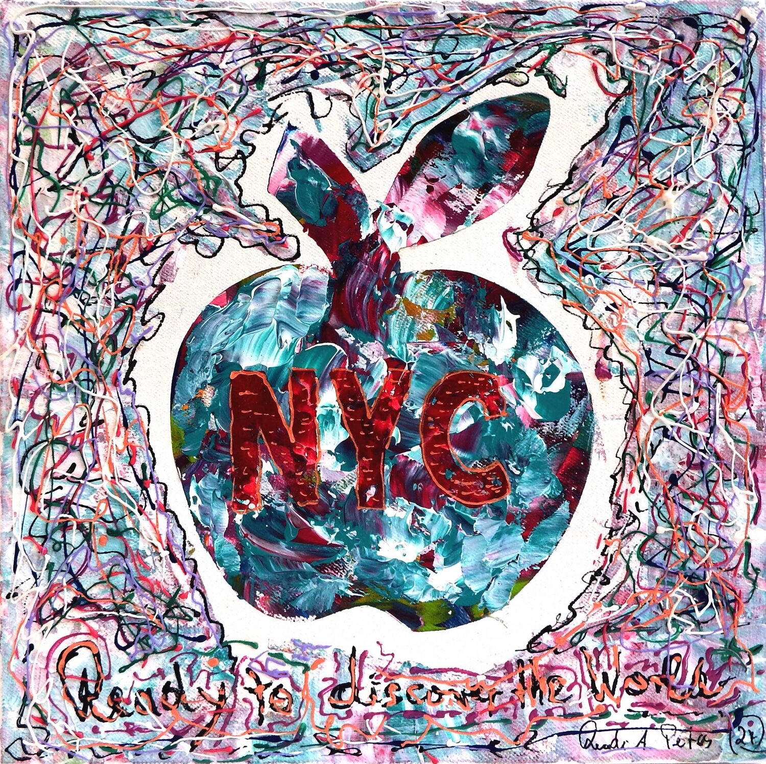 NEW YORK…the Big Apple  NYC 40 24 1-5 Rudi Art Peters Peinture originale à vendre