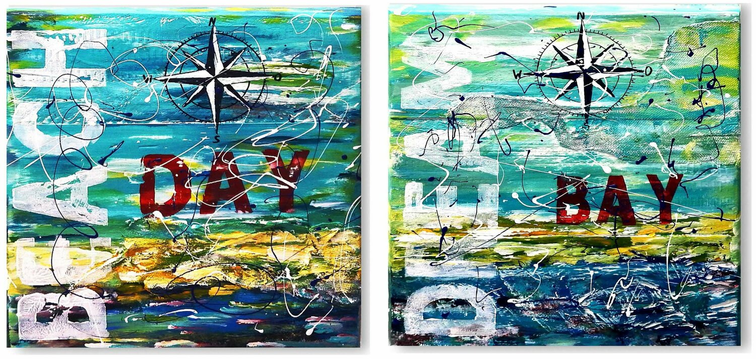 Artwork Dream Bay + Beach Day  2 Teile Rudi Art Peters Dipinto originale in vendita
