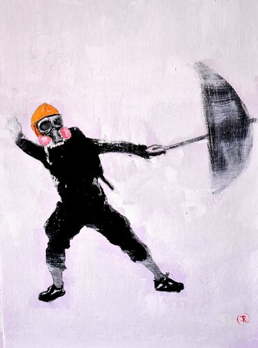 Hombre con paraguas von Roberto Gutiérrez Currás, Malerei kaufen auf Singulart