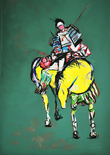 Mujer Samuria montada a caballo par Roberto Gutiérrez Currás, Peinture en vente sur Singulart