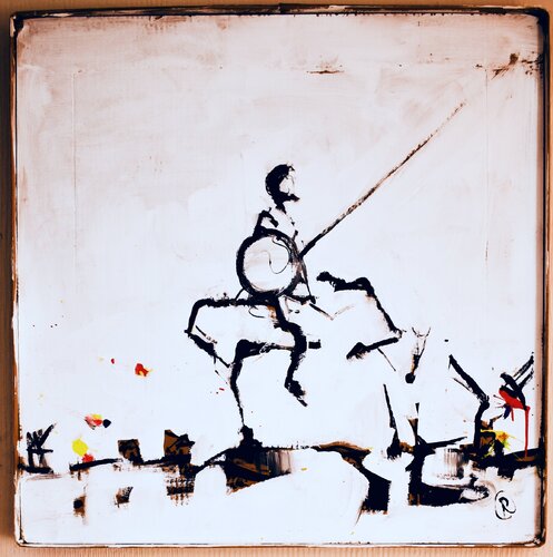 Don Quijote y los Molinos di Roberto Gutiérrez Currás, Pittura in vendita su Singulart