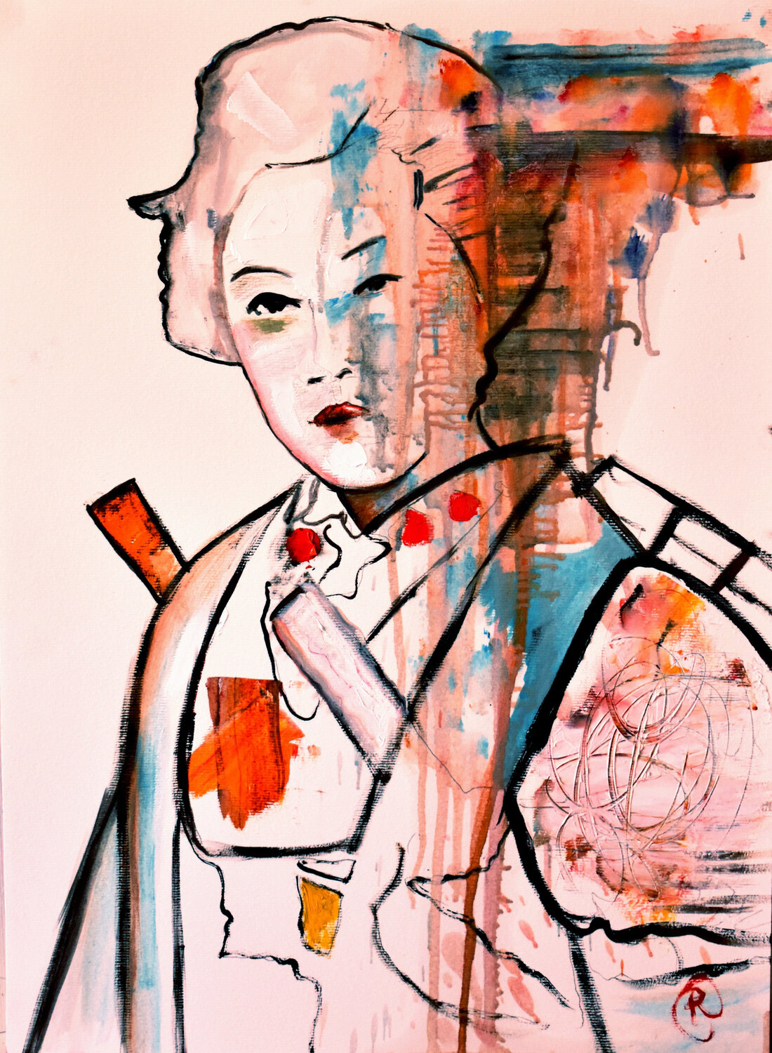 Mujer Samurái II Roberto Gutiérrez Currás Dipinto originale in vendita