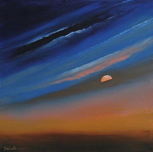 Moon's Orange Phase de Serguei Borodouline, Pintura a la venta en Singulart