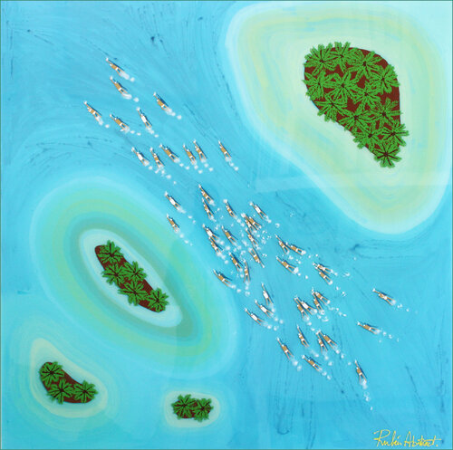 Swimmers 761 in The Berry Islands blue waters by Ruben Abstract, Painting for Sale on Singulart