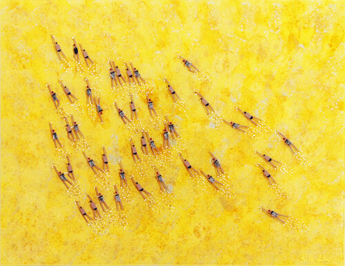 Swimmers 404 Yellow Coral Reef Indonesia by Ruben Abstract, Painting for Sale on Singulart