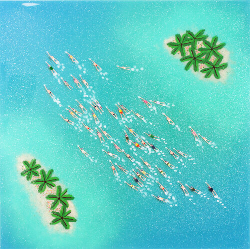 Swimmers 921 through Pukali exotic islands sea by Ruben Abstract, Painting for Sale on Singulart