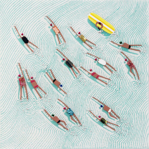 Swimmers 669 at Blue Sea Paradise by Ruben Abstract, Painting for Sale on Singulart
