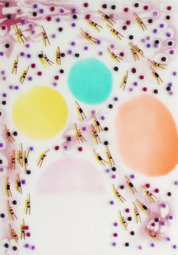 Swimmers 188 in Purple Islands Maui Beach by Ruben Abstract, Painting for Sale on Singulart