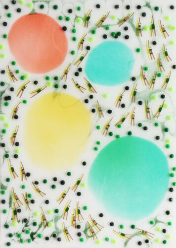 Swimmers 187 in Light Green Islands Maui Beach by Ruben Abstract, Painting for Sale on Singulart