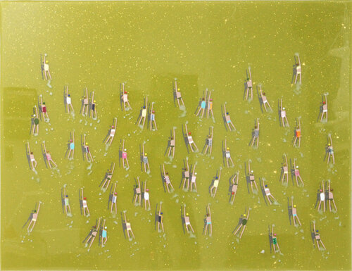 Swimmers 737 Cambodia Green Seaweed Sea by Ruben Abstract, Painting for Sale on Singulart