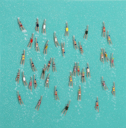 Swimmers 399 at Aquamarine Bay Totonga by Ruben Abstract, Painting for Sale on Singulart