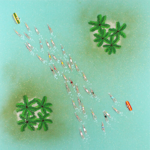 Swimmers 445 at Motu Tapu Lagoon Bora Bora by Ruben Abstract, Painting for Sale on Singulart