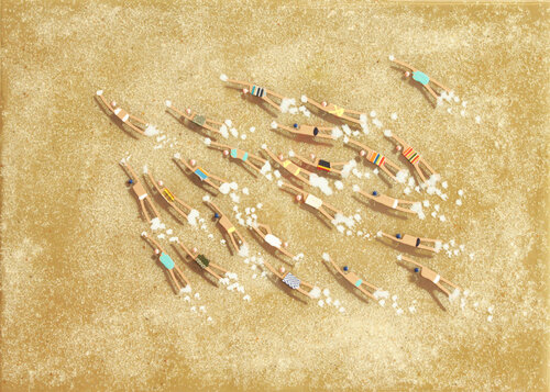 Swimmers 192 Real Sand from Kailua bay Kona Ironman Triathlon by Ruben Abstract, Painting for Sale on Singulart