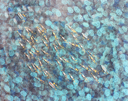 Swimmers 769 at Great Barrier Australia by Ruben Abstract, Painting for Sale on Singulart