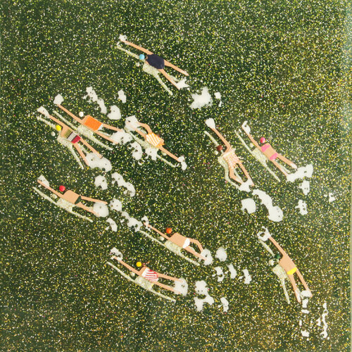 Swimmers 058 at Green ocean paradise by Ruben Abstract, Painting for Sale on Singulart