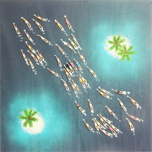 Swimmers 010 at Cotubanama National Park Dominican Republic by Ruben Abstract, Painting for Sale on Singulart
