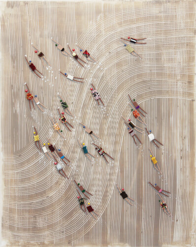 Swimmers 234 at Long Ke Wan Beach Hong Kong by Ruben Abstract, Painting for Sale on Singulart