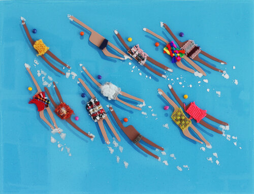 Swimmers 925 at Playa del Amor, Marietas Islands, Mexico by Ruben Abstract, Painting for Sale on Singulart