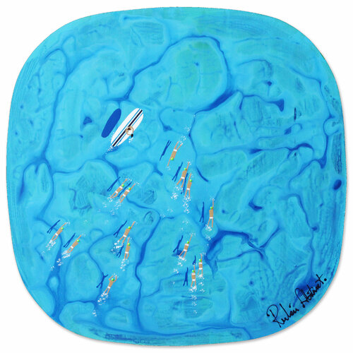 Swimmers 703 Cuban crystal light and dark blue sea by Ruben Abstract, Painting for Sale on Singulart
