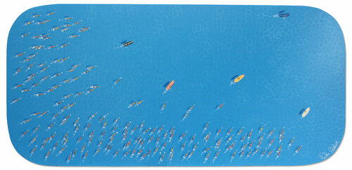Swimmers 977 Ironman Triathlon swim start at Kona Hawaii by Ruben Abstract, Painting for Sale on Singulart