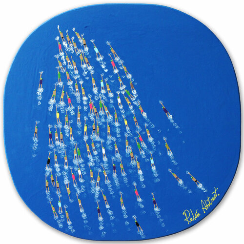 Swimmers 338 go go go Ironman triathletes fight for your dream by Ruben Abstract, Painting for Sale on Singulart