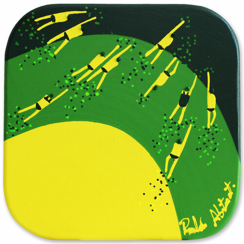 Swimmers 431 in Lime and light green caribbean sea by Ruben Abstract, Painting for Sale on Singulart