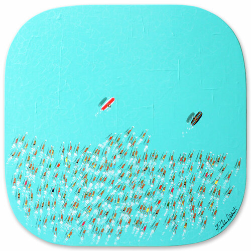 Swimmers 335 Ironman Trithlon race start La Graciosa Island by Ruben Abstract, Painting for Sale on Singulart