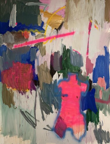 pink torso among flowers di Petro Hrytsiuk, Pittura in vendita su Singulart