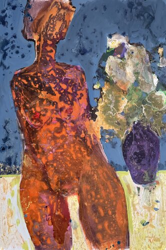 Woman with flowers di Petro Hrytsiuk, Pittura in vendita su Singulart