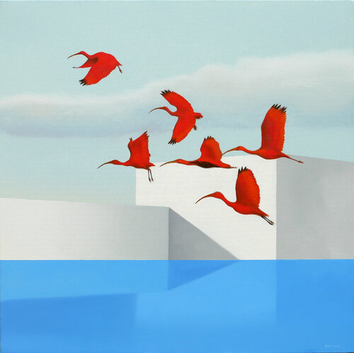 Geometria scarlatta by Cesare Reggiani, Painting for Sale on Singulart