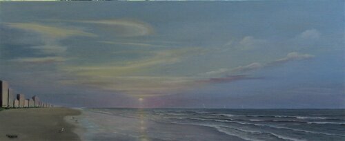 Panoramic View of A Myrtle Beach Sunrise van Janette Marvin, Schilderij te koop op Singulart
