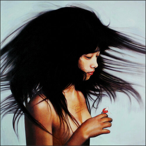that’s why she loves ladybugs - それがてんとう虫が大好きな理由 です - c’est pour cela que Lady Bug adore les coccinelles di Daniel de Saint-Yon, Pittura in vendita su Singulart