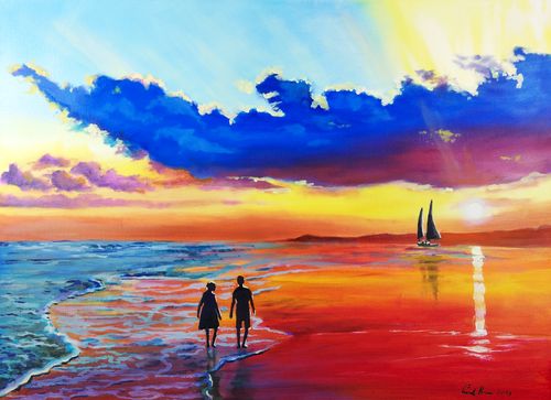 Together at the sunset di Gordon Bruce, Pittura in vendita su Singulart